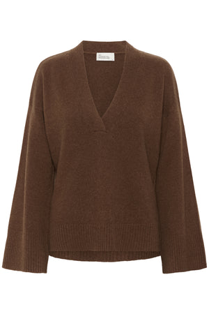 HuxiMW V-Neck Pullover Tobacco Brown - 10705282