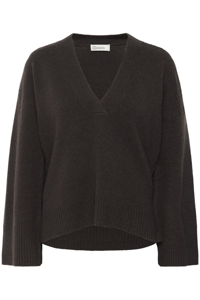 HuxiMW V-Neck Pullover Espresso - 10705282 Thumbnail