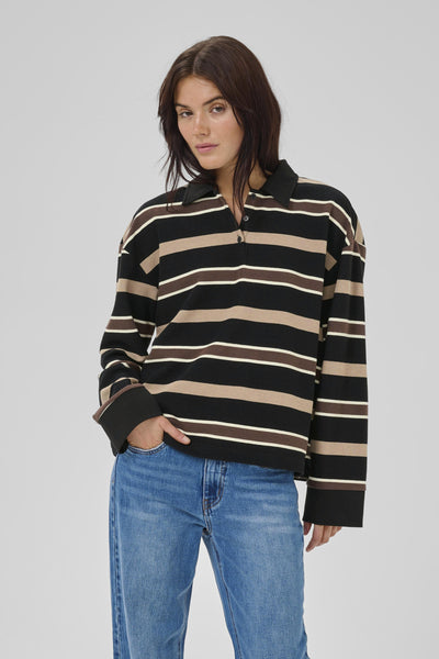 SalinaMW Polo Blouse Black Thumbnail