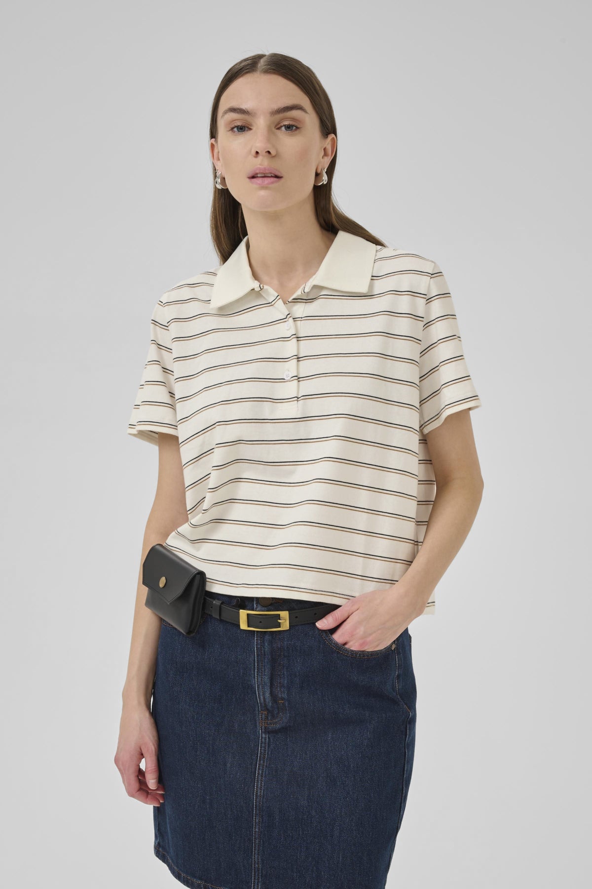 AnnaMW Polo Tee Snow White Striped - 10705295