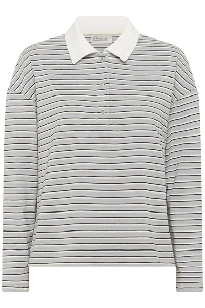 KlaraMW LS Polo Blouse Peal Blue Striped - 10705297 Thumbnail