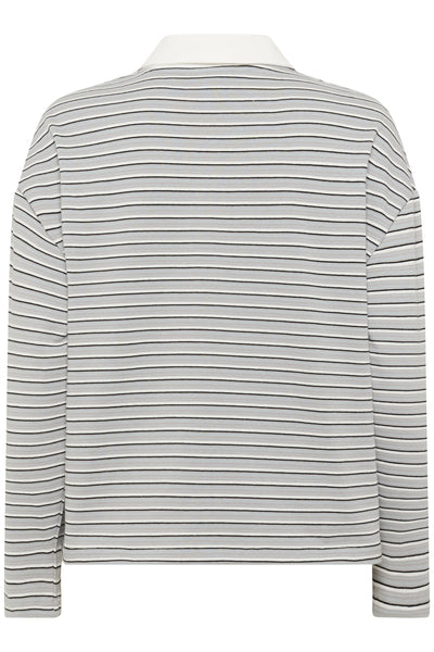 KlaraMW LS Polo Blouse Peal Blue Striped - 10705297 Thumbnail