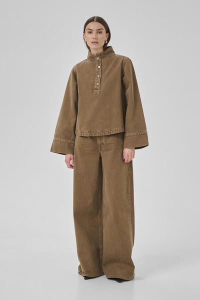 MWAbby 175 Boxy Shirt Tobacco Brown Washed - 10705304 Thumbnail