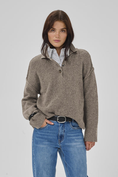 PalomaMW Polo Pullover Brown Melange - 10705312 Thumbnail