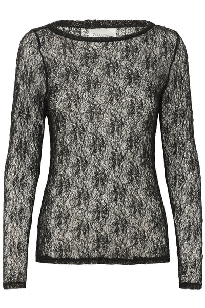 MWRita Boatneck LS Blouse Black - 100031 - 10705325 Thumbnail