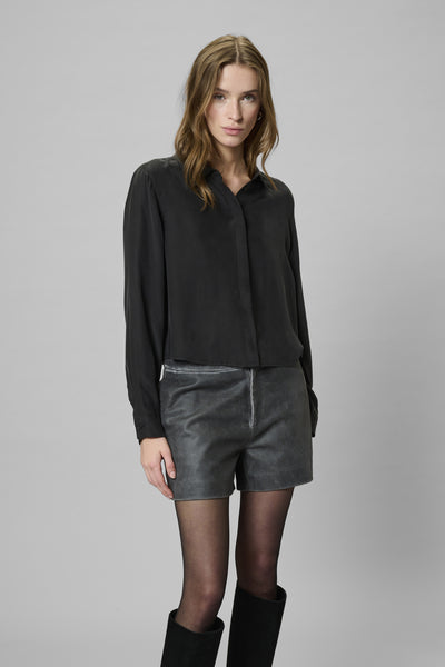 MWSilk Short Shirt Black - 100031 - 10705353 Thumbnail