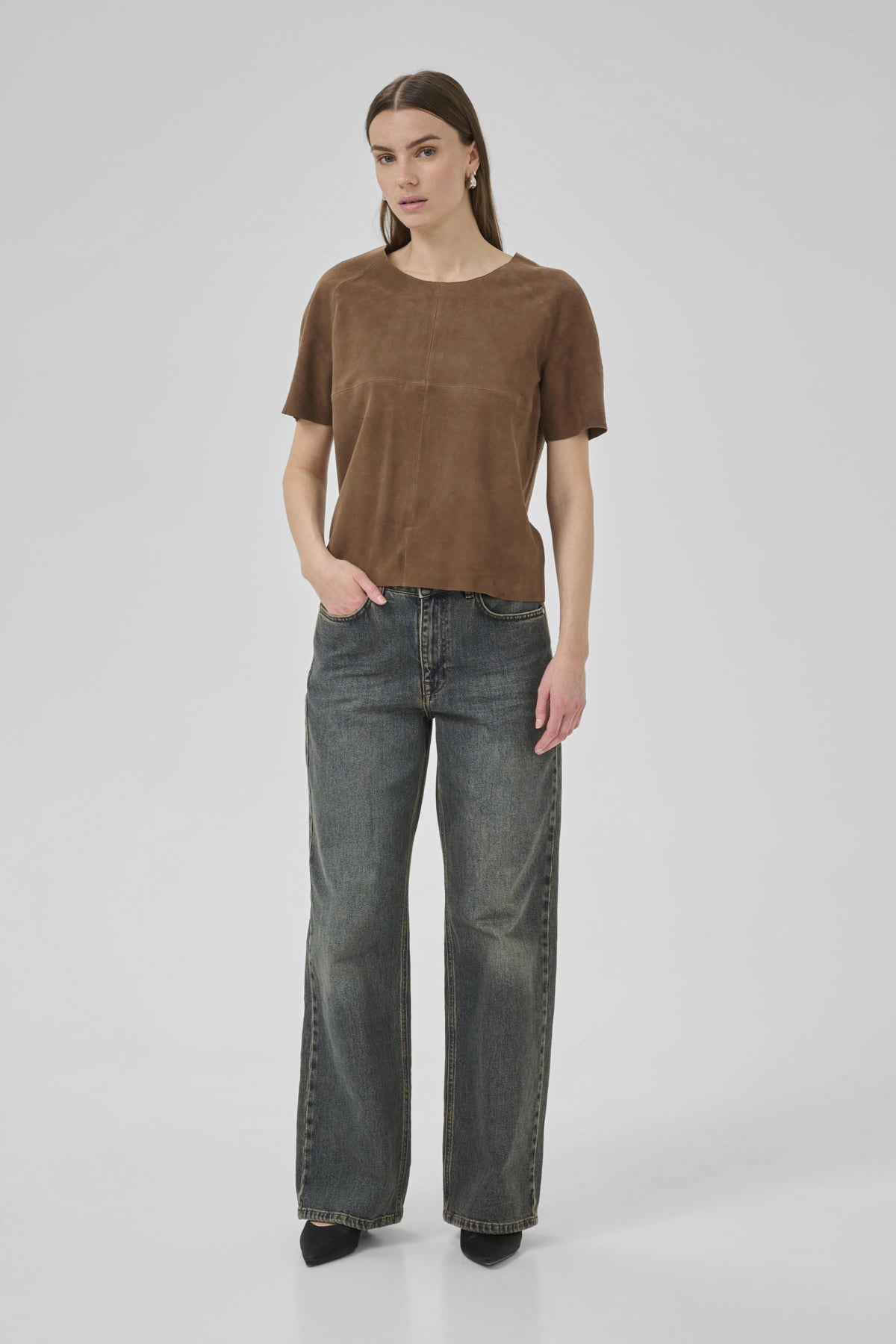 PetraMW Suede Tee Tobacco Brown