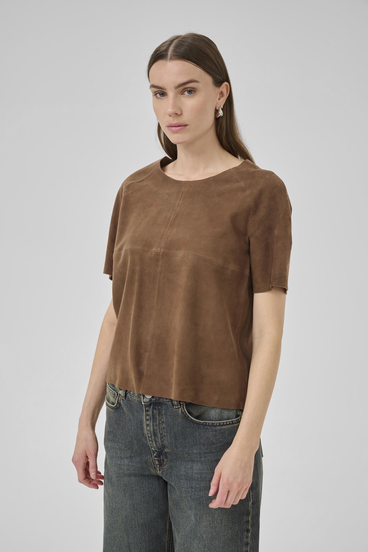 PetraMW Suede Tee Tobacco Brown