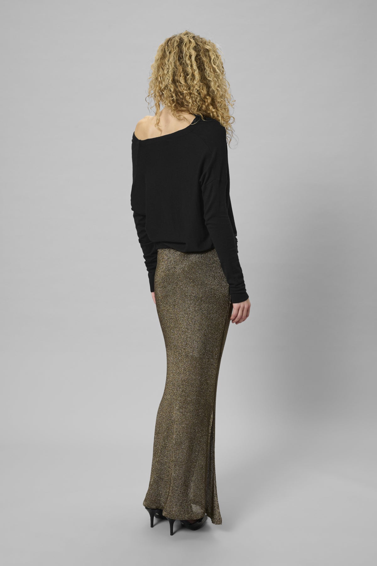 MWPolly Waterfall Knit Blouse Black - 100031 - 10705397