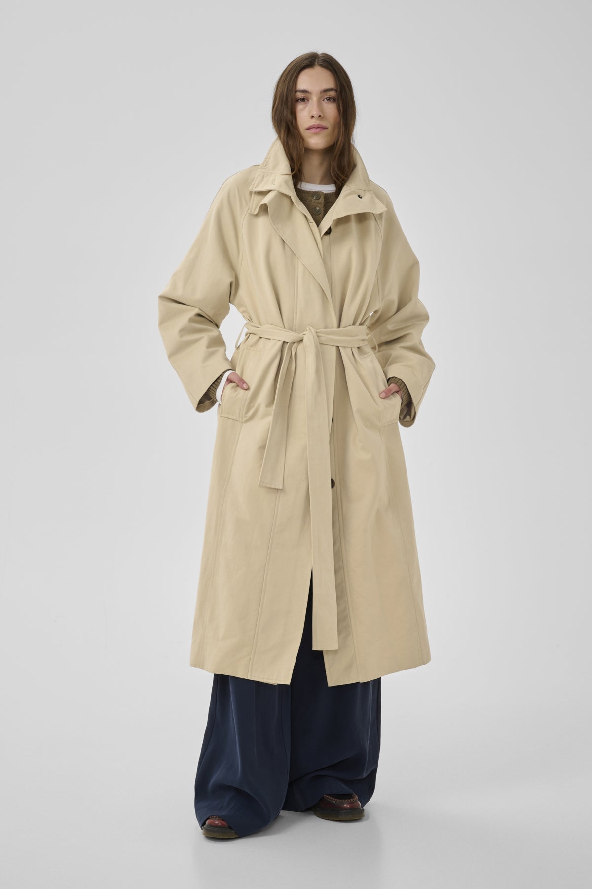 MWLyon Long Trenchcoat Brown Rice - 131105 - 10705417