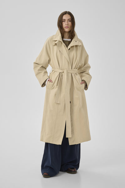 MWLyon Long Trenchcoat Brown Rice - 131105 - 10705417 Thumbnail