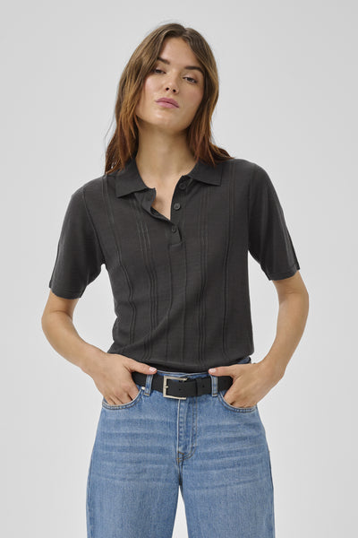 MWEnise Knit Polo Blouse Dark Shadow - 193906 - 10705423 Thumbnail