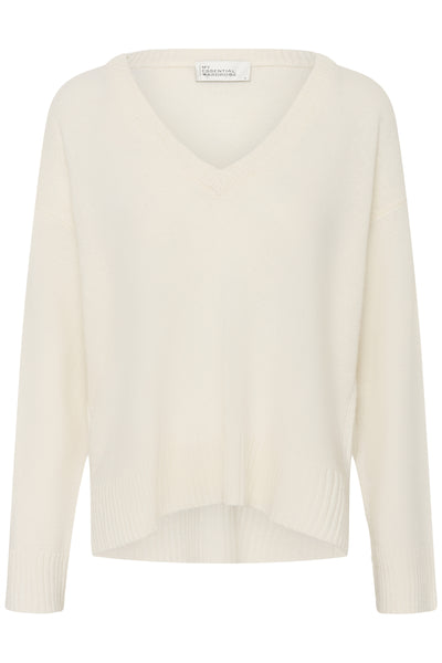 MWHuxi V-Neck Knit Pullover Snow White - 110602 - 10705424 Thumbnail