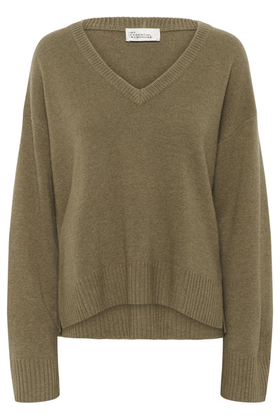 MWHuxi V-Neck Knit Pullover Capers - 180820 - 10705424 Thumbnail