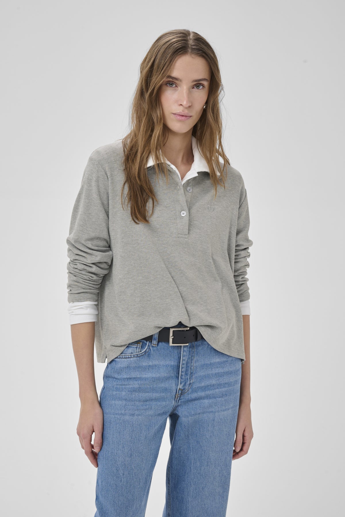MWNupti Polo Blouse Light Grey Melange - 100378 - 10705445