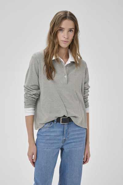 MWNupti Polo Blouse Light Grey Melange - 100378 - 10705445 Thumbnail