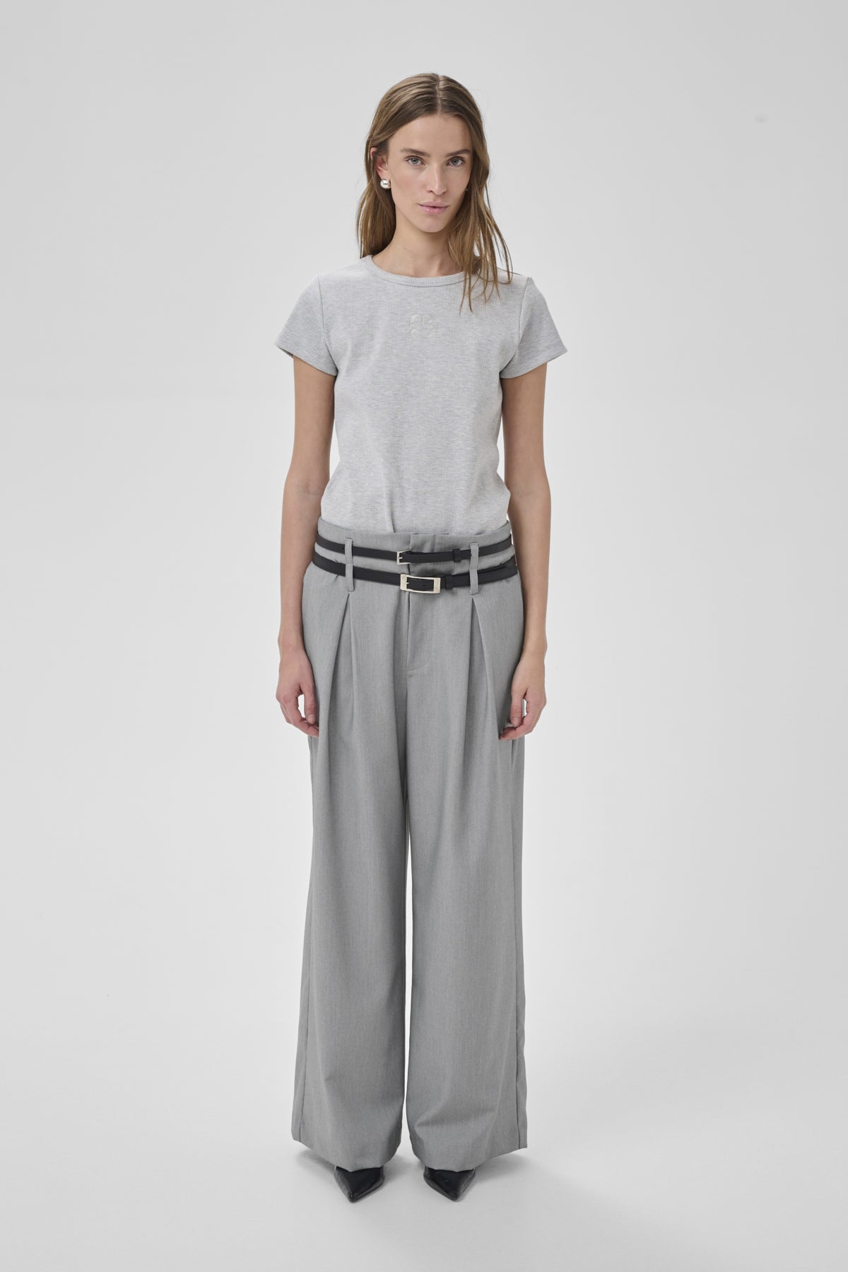 MWHanna Luna High Wide Pant Light Grey Melange - 100378 - 10705451