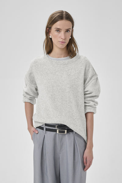 MWPaloma Fine Knit Pullover Light Grey Melange - 100378 - 10705454 Thumbnail
