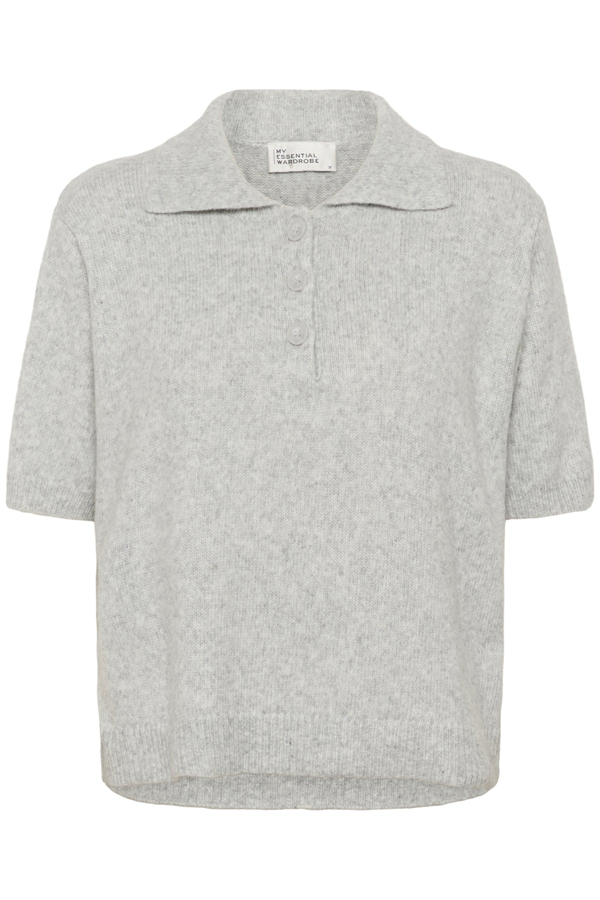 MWPaloma Fine Knit Polo SS Light Grey Melange - 100378 - 10705455