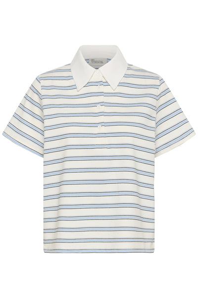 MWAsla Polo Tee Snow White Striped - 108453 - 10705474 Thumbnail
