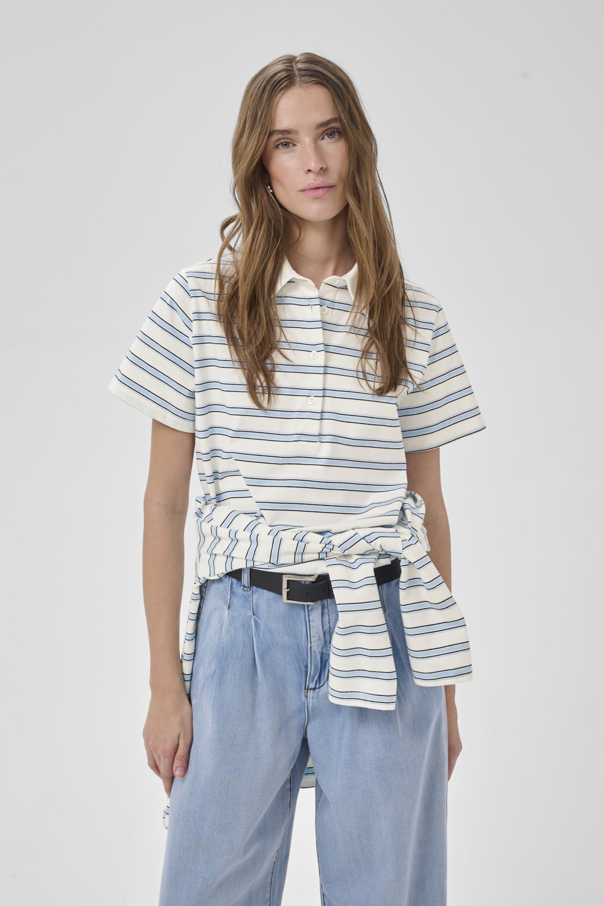 MWAsla Polo Tee Snow White Striped - 108453 - 10705474