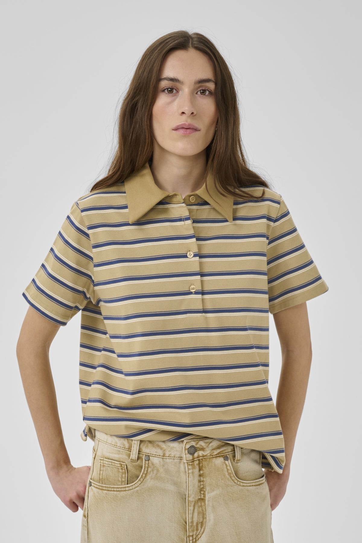 MWAsla Polo Tee Light Capers Striped - 109233 - 10705474