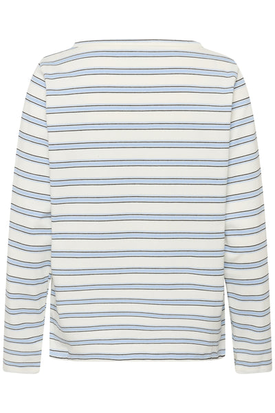 MWAsla Boatneck Blouse Snow White Striped - 108453 - 10705475 Thumbnail