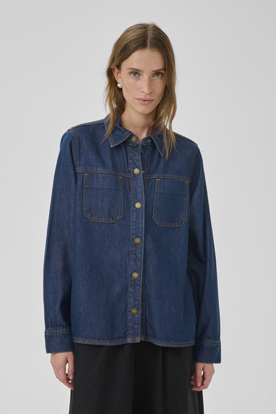 MWAnn 181 Boxy Shirt Dark Blue Un-Wash - 100067 - 10705483 Thumbnail