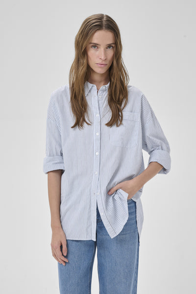 MWFeline Boxy Shirt Cashmere Blue Striped - 109266 - 10705500 Thumbnail