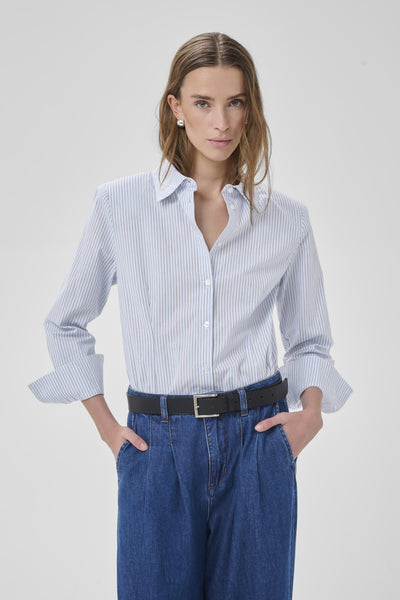 MWFeline Shaped Shirt Cashmere Blue Striped - 109266 - 10705512 Thumbnail