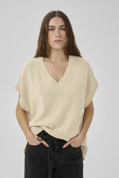MWDiva V-Neck Knit Vest Brown Rice - 131105 - 10705514 Thumbnail