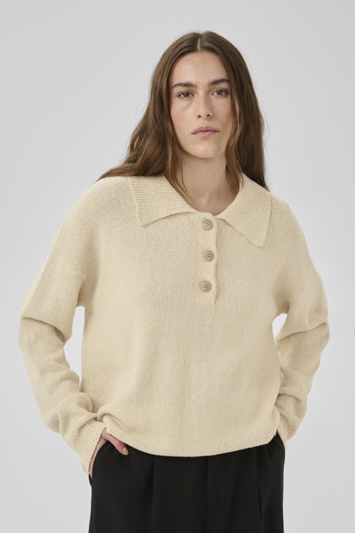 MWDiva Polo Knit Pullover Brown Rice - 131105 - 10705515 Thumbnail