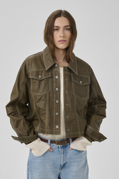 MWMateo Leather Jacket Capers - 180820 - 10705529 Thumbnail