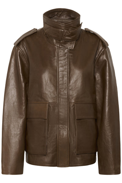 MWDina Leather Jacket Dark Brown - 109345 - 10705530 Thumbnail