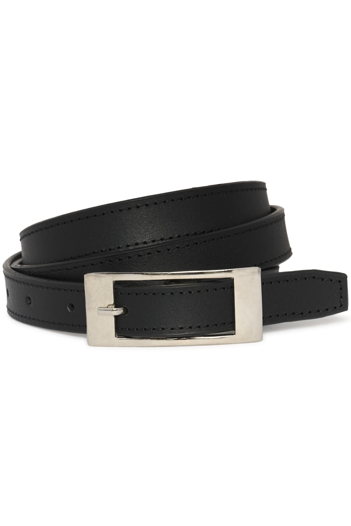 20 THE SIMPLE LEATHER BELT Black W. Silver Buckle - 10934 - 10705535