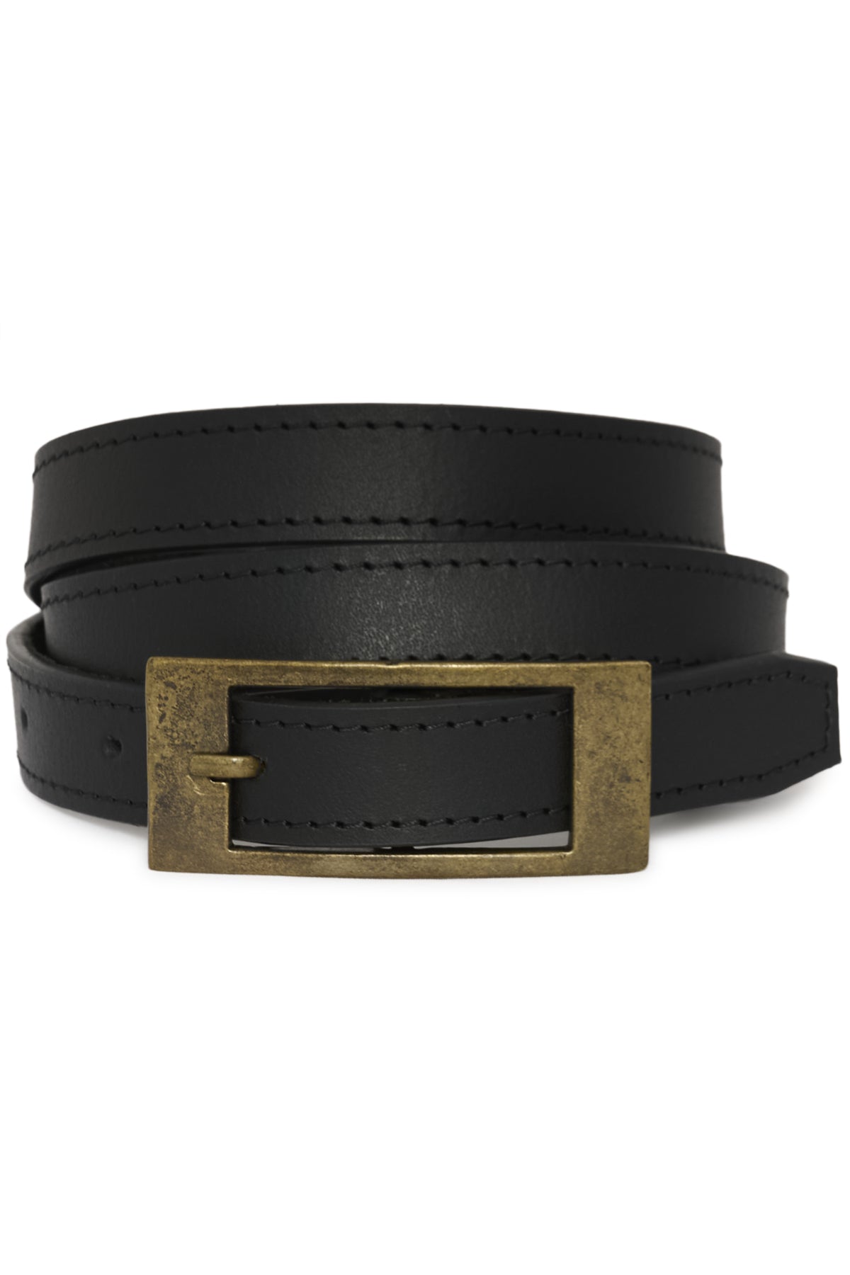 20 THE SIMPLE LEATHER BELT Black W. Antique Brass Buckle - 10705535