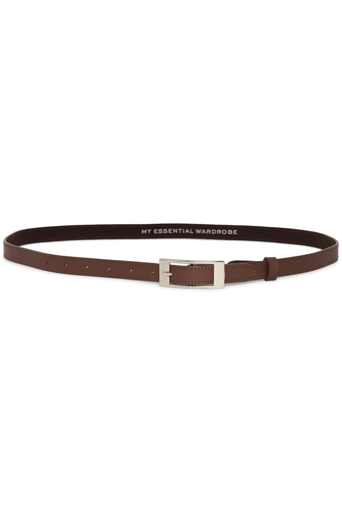 20 THE SIMPLE LEATHER BELT Brown W. Silver Buckle - 10934 - 10705535