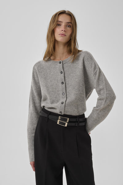 13 THE KNIT CARDIGAN Light Grey Melange - 100378 - 10705548 Thumbnail