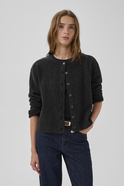 13 THE KNIT CARDIGAN Dark Grey Melange - 100379 - 10705548 Thumbnail