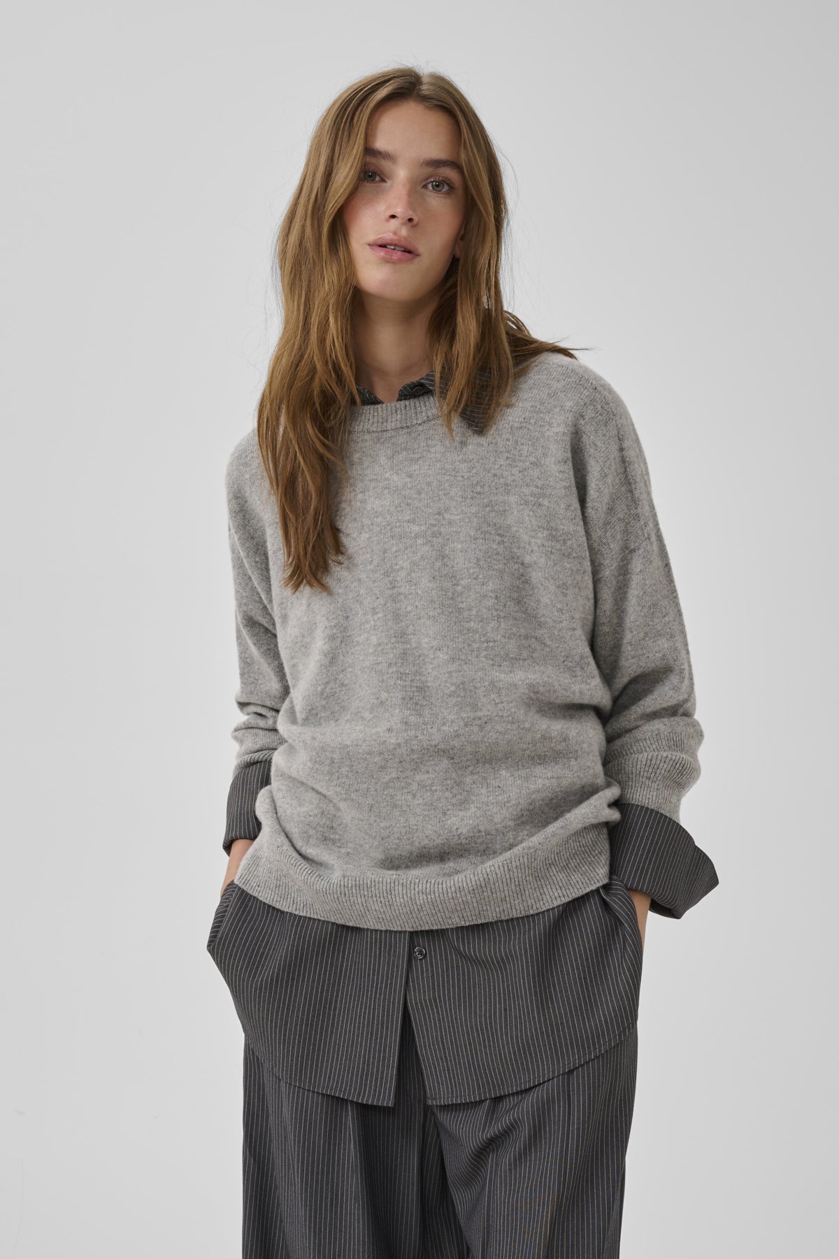 11 THE KNIT CREWNECK Light Grey Melange - 100378 - 10705549