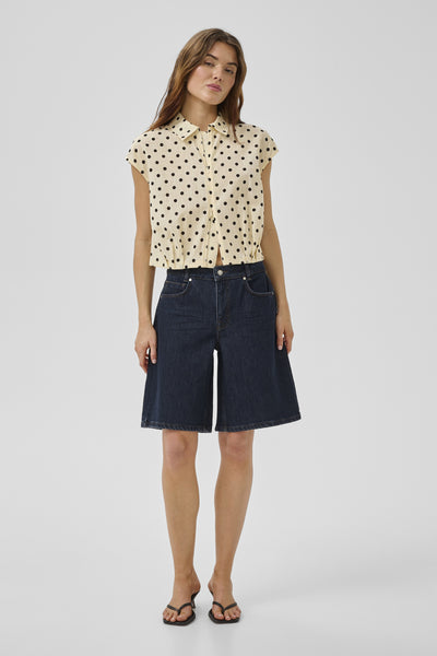 MWZita 139 High X-Wide Shorts Dark Blue Un-Wash - 100067 - 10705565 Thumbnail