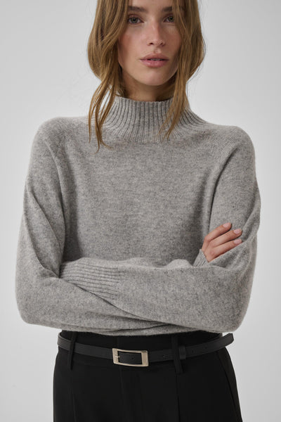 12 THE KNIT HIGH NECK Light Grey Melange - 100378 - 10705626 Thumbnail