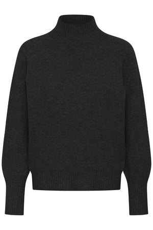 12 THE KNIT HIGH NECK Dark Grey Melange - 100379 - 10705626