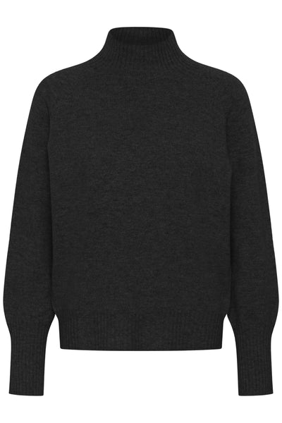 12 THE KNIT HIGH NECK Dark Grey Melange - 100379 - 10705626 Thumbnail