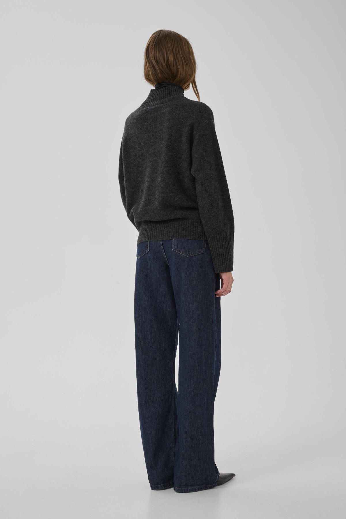 12 THE KNIT HIGH NECK Dark Grey Melange - 100379 - 10705626