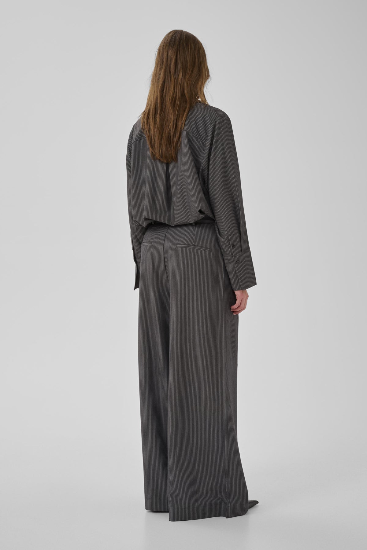 23 THE PINSTRIPED HIGH PANT Grey Melange W. Stripe - 10959 - 10705632