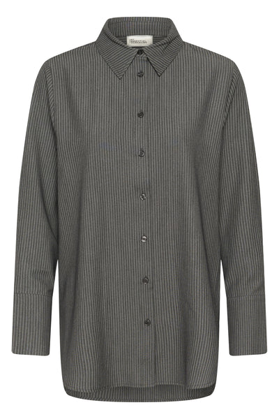22 THE PINSTRIPED SHIRT Grey Melange W. Stripe - 10959 - 10705633 Thumbnail