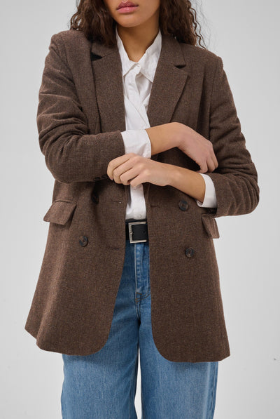 MWCleo Blazer Dark Brown Check - 109915 - 10705689 Thumbnail