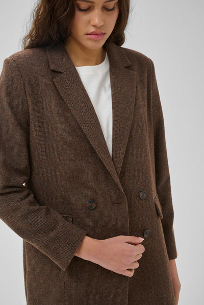 MWCleo Blazer Dark Brown Check - 109915 - 10705689 Thumbnail