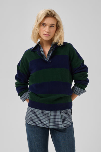 MWJola Knit Polo Pullover Douglas  W. Navy Stripe - 1100 - 10705697 Thumbnail